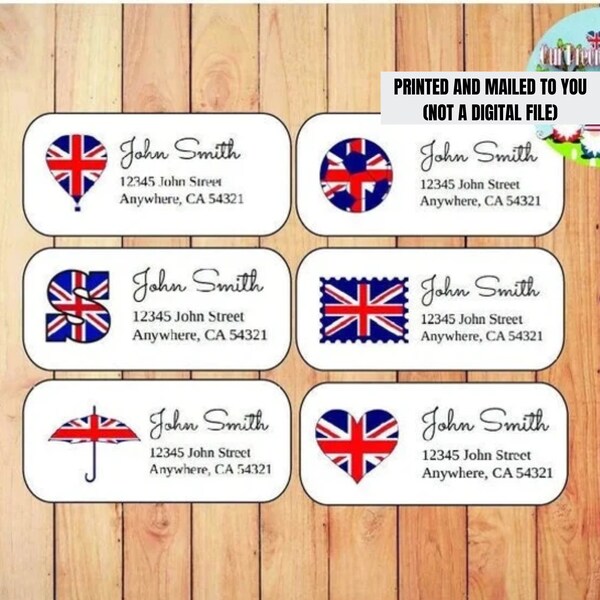 Union Jack Address Labels, Custom Return Address Labels, Personalized Stickers with Your Address, British Address Label, Monogram Address