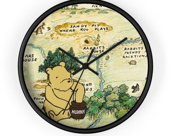 Horloge murale classique de Winnie l'ourson, horloge murale en bois de cent acres, décoration de chambre d'ourson