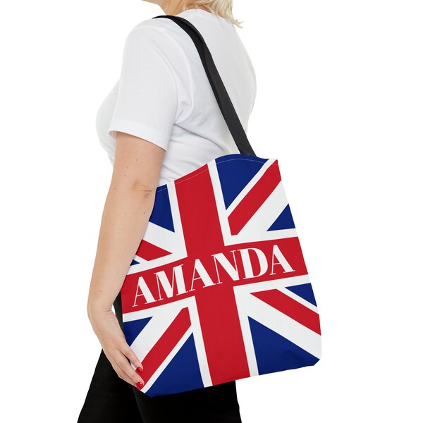 Sac fourre-tout personnalisé Union Jack, sac shopping Union Jack personnalisé britannique, sac fourre-tout Union Jack, 3 tailles disponibles