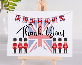 Union Jack Thank You Cards and Envelope 5 1/2" x 4.25", Royal Guard Thank You Cards, All Occasion Thank You Notes