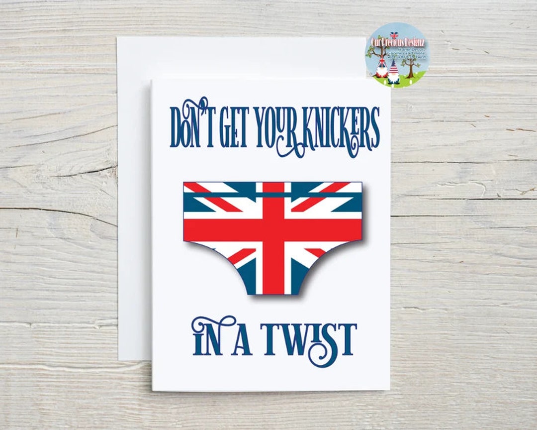 Knickers in a Twist Union Jack Funny Wanker Handmade Birthday Card and