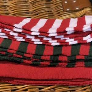 Christmas Holiday Yule (3 pairs) Striped Cotton Over the Knee/Knee socks Ecofriendly Made in USA Gift Theater