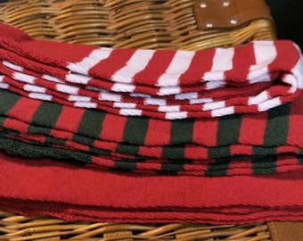 Christmas Holiday Yule (3 pairs) Striped Cotton Over the Knee/Knee socks Ecofriendly Made in USA Gift Theater