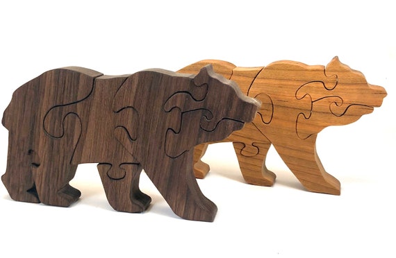 Handmade OOAK Wooden Puzzle Stands Up 6 Pieces Bears Oklahoma