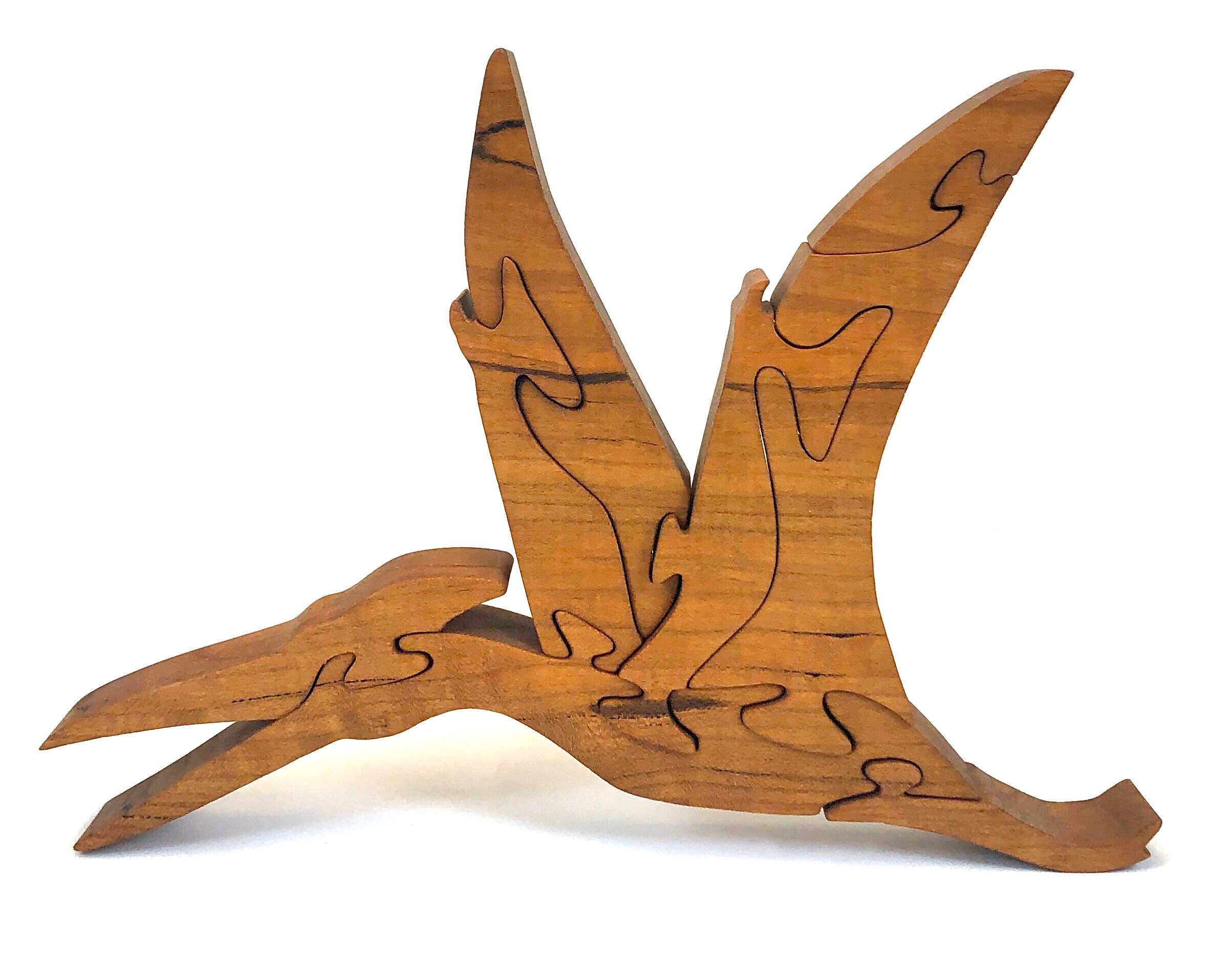 Pterodactyl-dinosaur-large or Small Wood Block Mounted Rubber