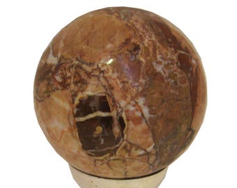 Large marble ball on silver metal stand