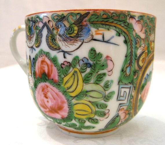 Antique Porcelain Teacups 1930's Rose Canton China W/ | Etsy