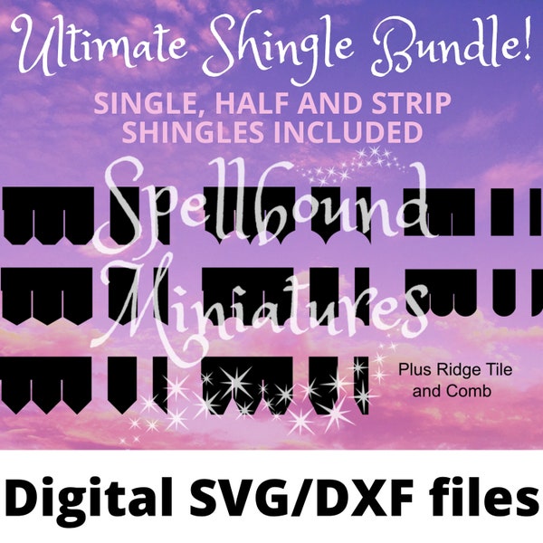 SVG and DXF Files to make Miniature Dollhouse Ultimate Shingle Bundle on a Cricut cutting machine or similar 1/12th scale