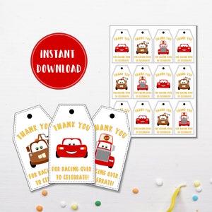 Cars Party Favor Tags | Birthday Thank You Labels