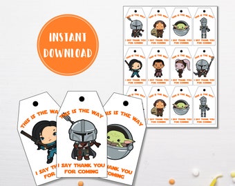 Bounty Hunter Party Favor Tags | Thank You Labels