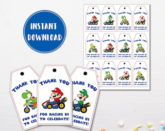 Mario Kart Party Favor Tags Birthday Thank You Labels Israel