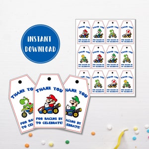 Mario Kart Party Favor Tags | Birthday Thank You Labels