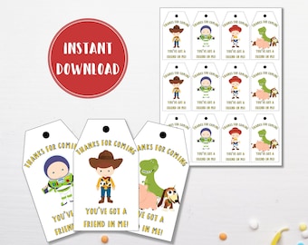 Toy Story Party Favor Tags | Buzz Woody Birthday Thank You Labels