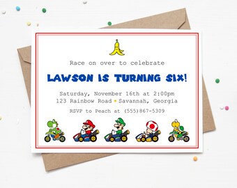 Mario Kart Birthday Invitation Etsy
