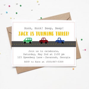 Car Truck Birthday Invitation | Traffic Party Invites