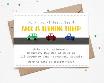 Car Truck Birthday Invitation | Traffic Party Invites