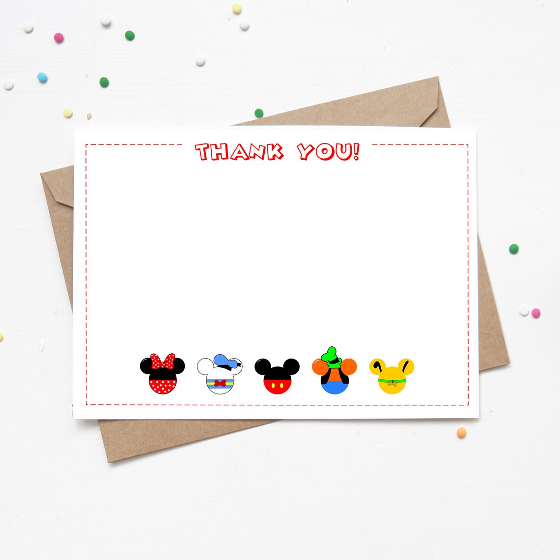 Mickey Mouse Clubhouse Thank You Card | Birthday Thanks Note Card - Etsy