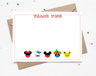 Mickey Christmas Birthday Thank You Card Mickey Mouse Christmas Invites ...