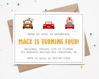 Cars Birthday Invitation | Lightning McQueen Invite