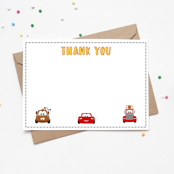 Cars Thank You Card | Lightning McQueen Instant Download