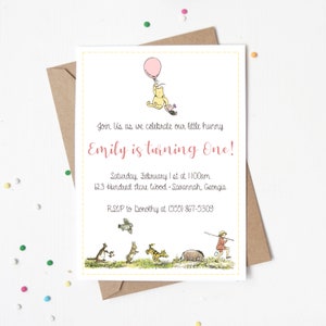 Winnie the Pooh Birthday Invitation | Girl First Party Invite