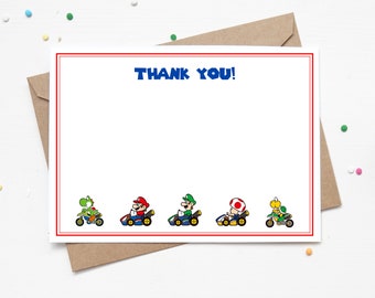4x6 Mario Kart Thank You Card | Instant Download