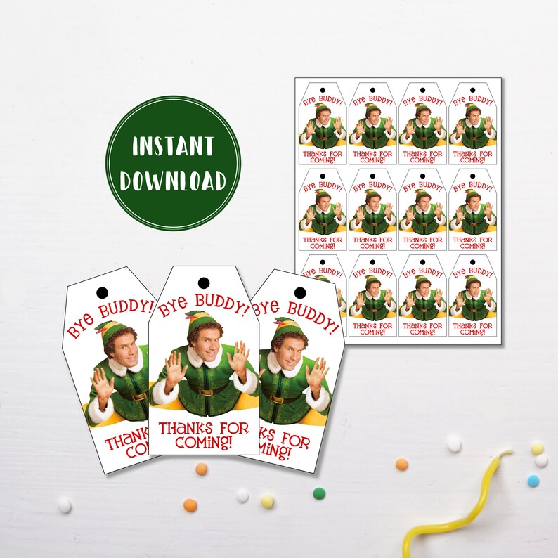 Buddy the Elf Party Favor Tags Christmas Birthday Thank You Labels - Etsy
