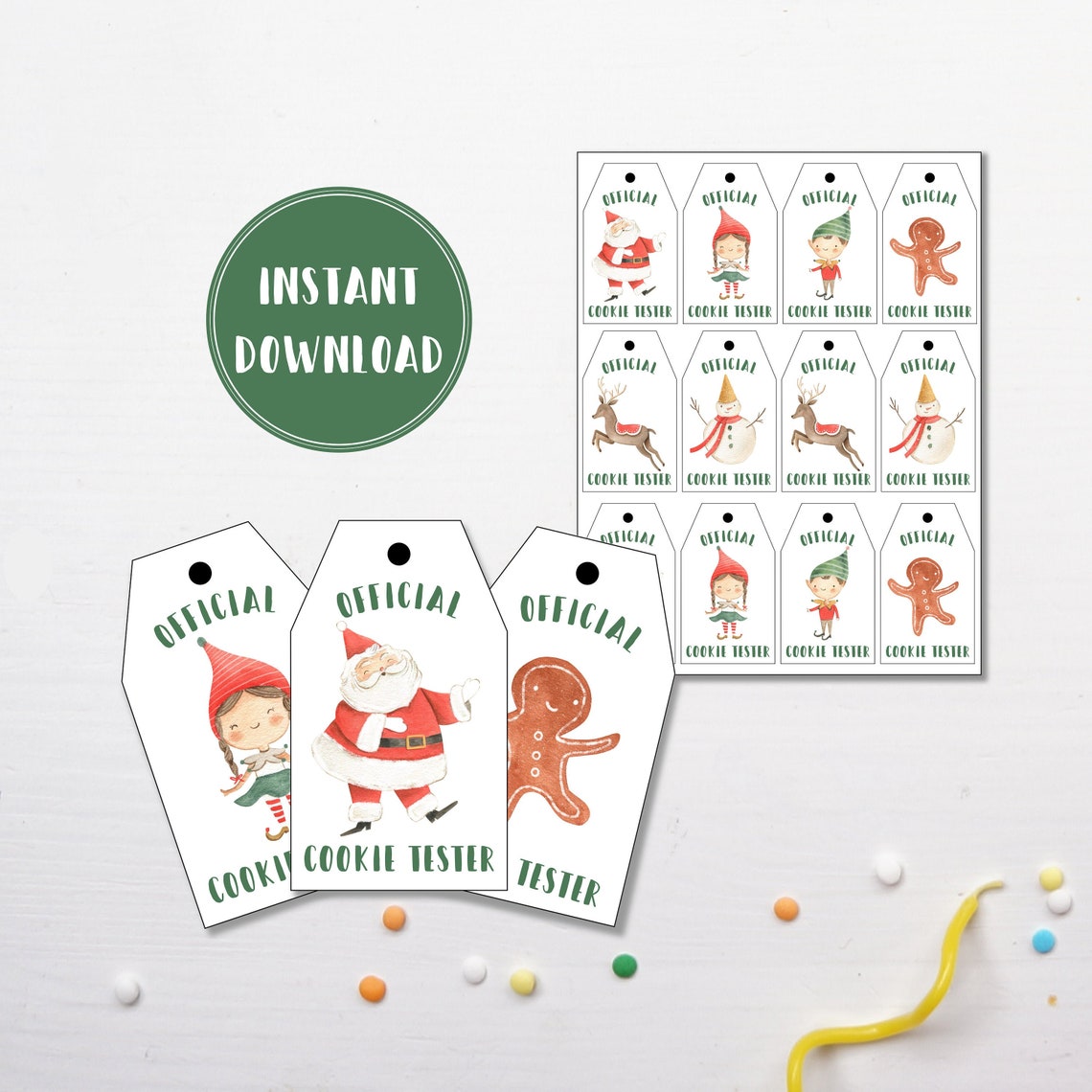Christmas Cookie Tags Holiday Cookie Tags Printable Cookie - Etsy
