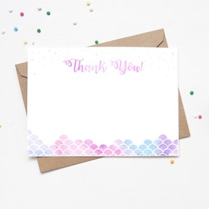 Mermaid Birthday Thank You Card | Mermaid Scales Thanks Note Card