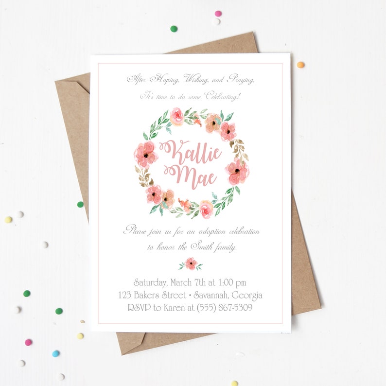 Adoption Shower Invitation | Floral Party Invite - Etsy