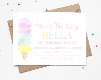 Ice Cream Birthday Invitation | Social Party Invite