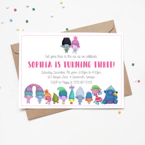 Trolls Birthday Invitation | Poppy Party Invite