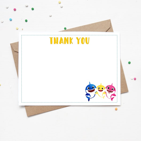 Baby Shark Thank You Card 4x6 | Instant Download