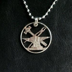 Blacksmith Anvil Hammer and Tongs Pendant, Blacksmith Gift, Cut From a Quarter or Half Dollar Coin, Ferrier Jewelry, Hand Cut Coin