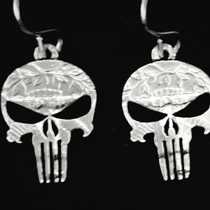 Punisher Skull coin jewelry earrings cut from quarters