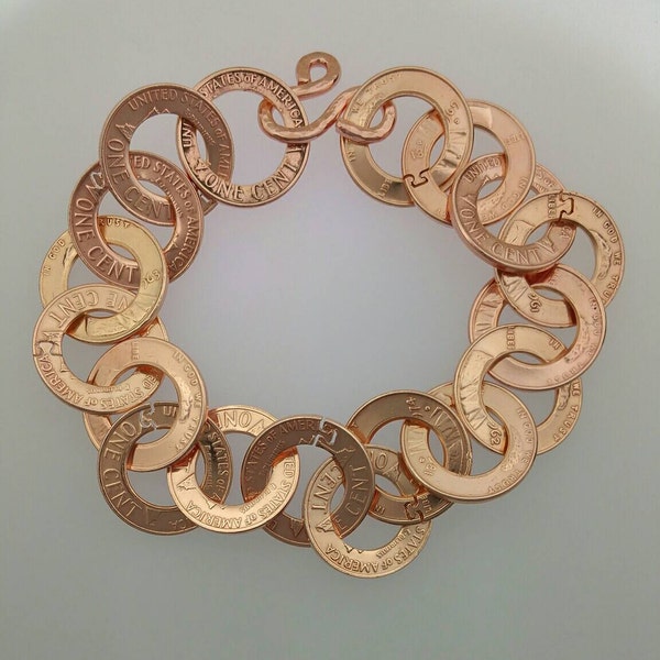 Copper penny bracelet coin jewelry handmade, Coin Jewelry
