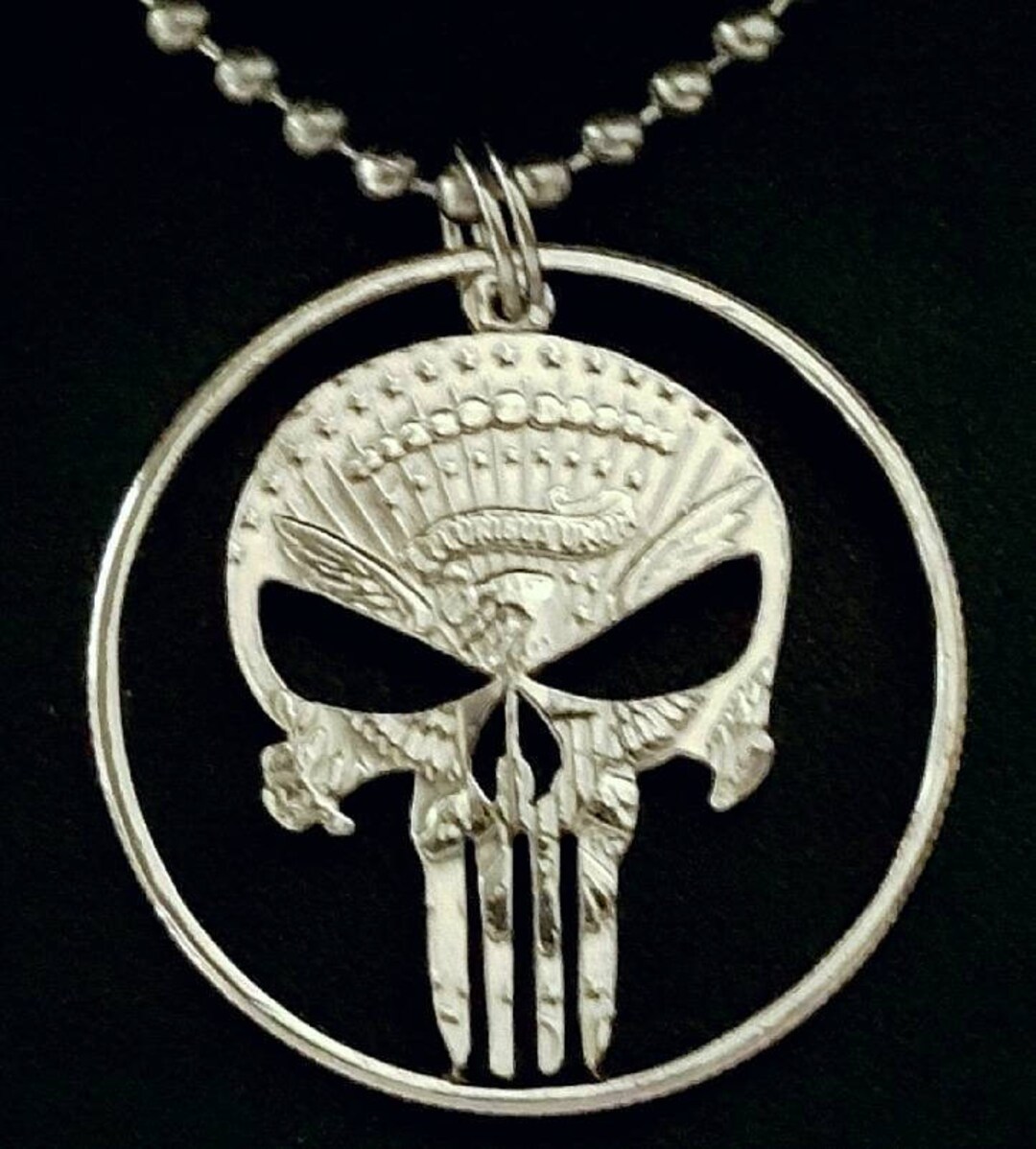 Punisher Skull Hand Cut From a Kennedy Half Dollar Coin Jewelry, Hand ...