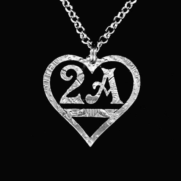 Second Amendment 2A Gun Lover coin jewelry handmade pendant, Cut from a half dollar coin