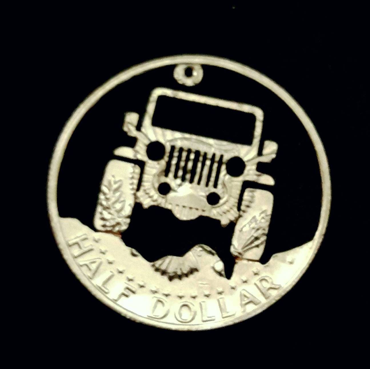 Jeep 4wd coin art pendant cut from a half dollar coin Etsy