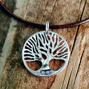 Beautiful Tree of Life Jewelry Pendant, Handmade coin jewelry, Nature inspired jewelry, Nature Lover Gift, Hand Cut Coin