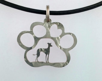 Your dog breed in a pawprint coin jewelry handmade pendant necklace
