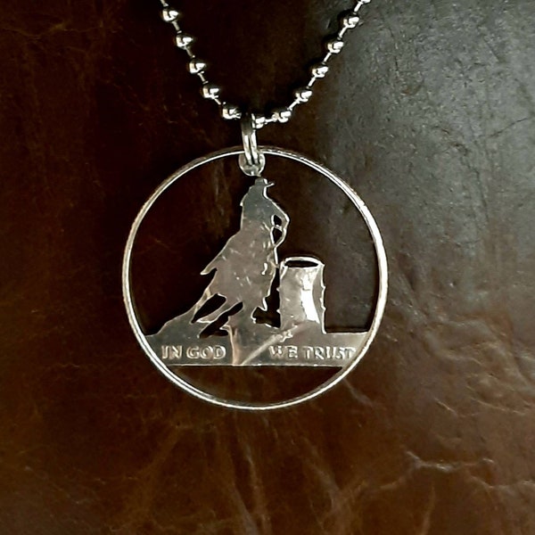 Barrel Racer Rodeo pendant cut from a half dollar coin jewelry necklace handmade