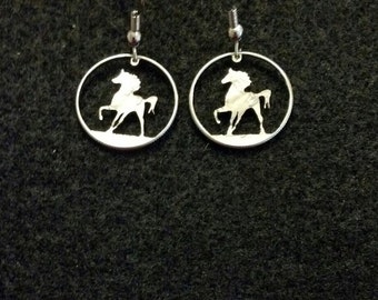 Coin jewelry Stallion earrings cut from  dimes