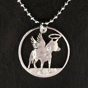 Pitbull Angel, Pet Loss, Pet Memorial, Dog Lover Gift. Hand Cut Coin