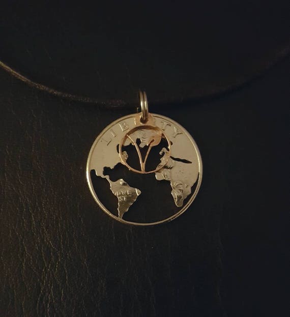 Coin Jewelry Animal Rights Activist Vegan Vegetarian World pendant cut from a quarter