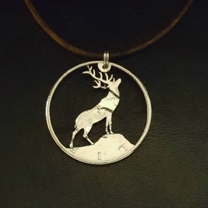 Elk Deer Pendant, Coin Jewelry, Hand cut coin, Hunter Gift, Outdoorsman Gift, Handmade Gift, Gift for a Man, Gift for a Hunter, Hunting gift
