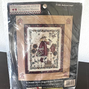 Debbie Mumm Counted Cross Stitch Kits - Set of 2 - #72278 Backyard Bird Houses and #72282 Backyard Angel - NOS Two Complete Kits