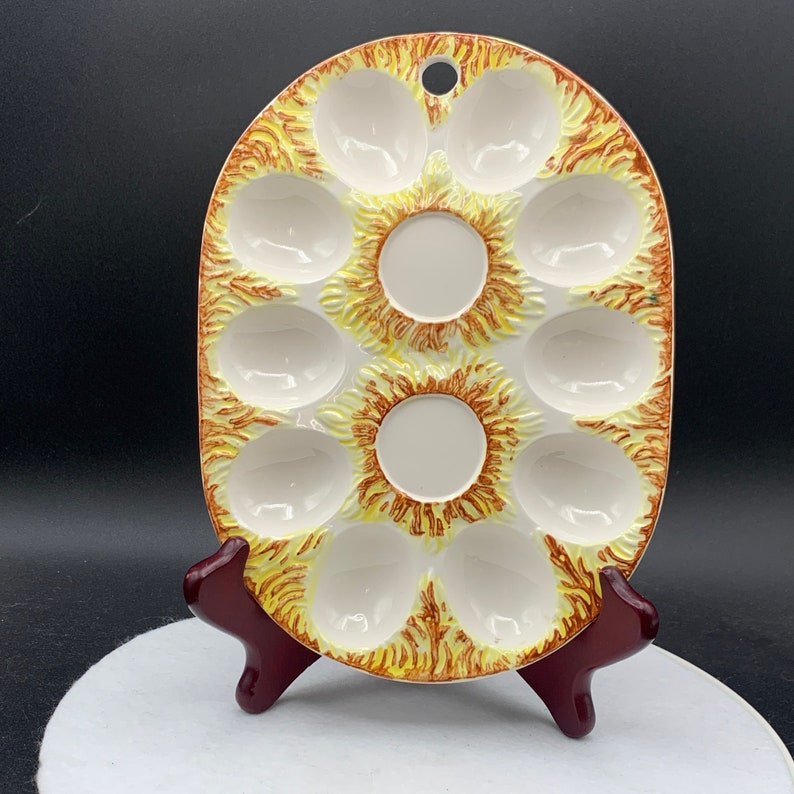 Vintage Deviled Egg Server With Salt and Pepper Shakers Made Etsy