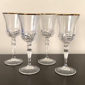 Vintage RCR Royal Crystal Rock Aurea Gold Wine Glasses – Set of 4 Italian Crystal Goblets