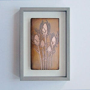 Copper Art, Etched Copper Thistles, 7.5&quot;x11&quot; Framed Wall Art, Copper Wall Decor made to order in the USA by daartshop